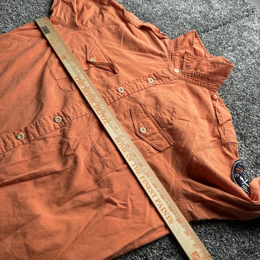 Polo Raulph Lauren Shirt Mens XXL Orange Long Sleeve USRL Naval Station‎ Y2K 00s